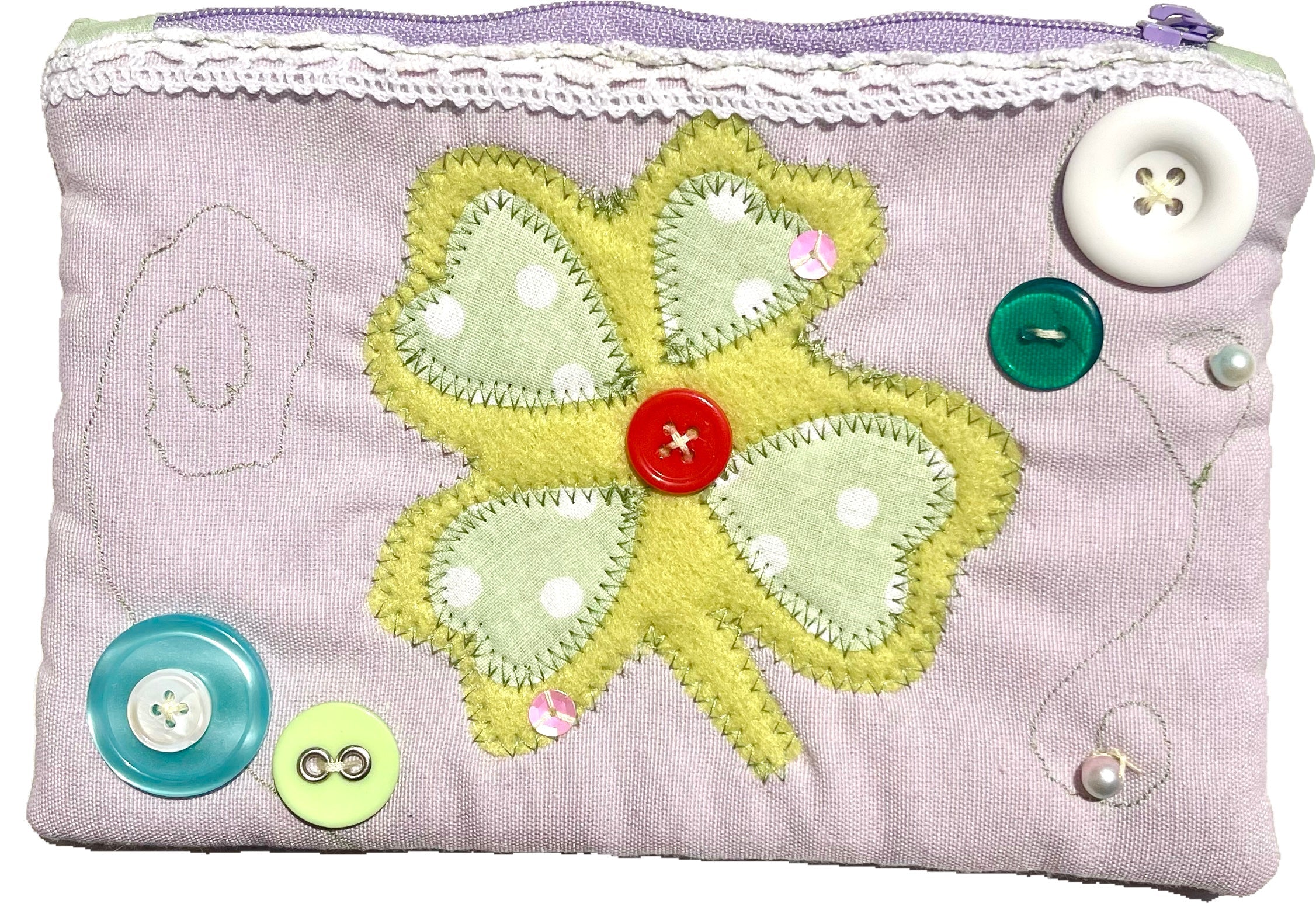 "four leaf clover" zipper pouch