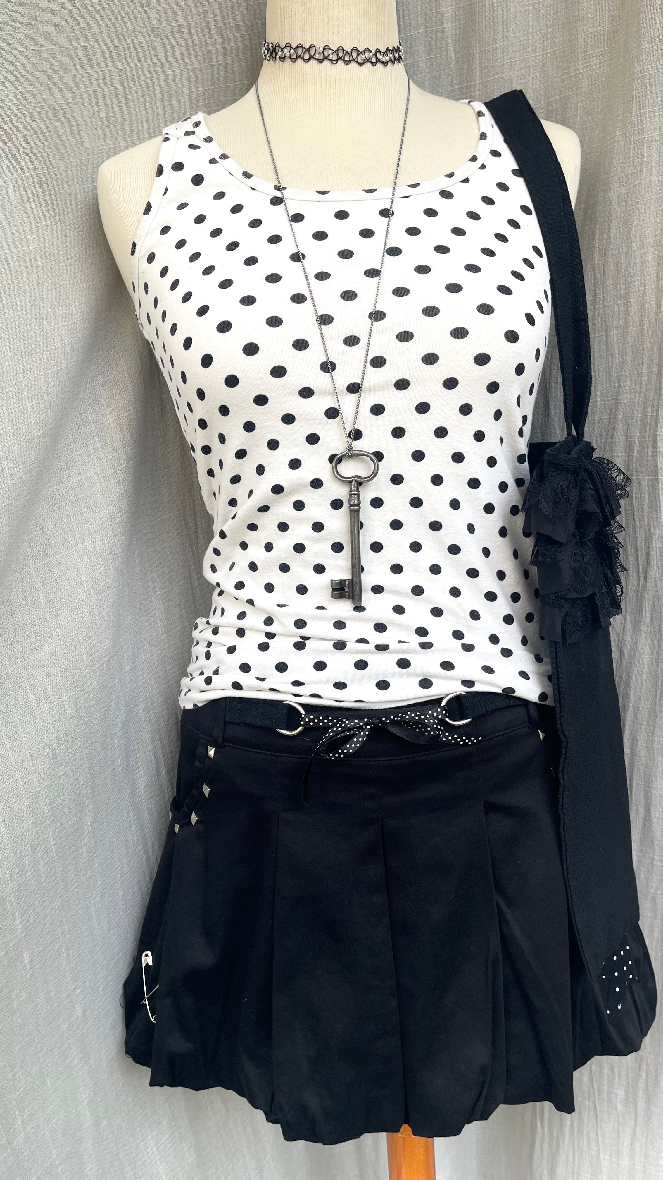 studded black skirt