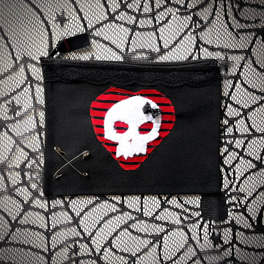 Heart Skull zipper pouch