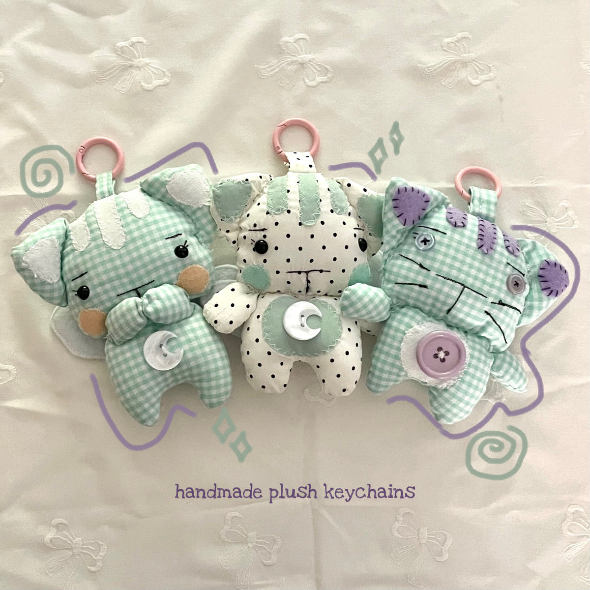 “moonlight kitties” big plush keychains